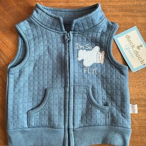 Blue Quilted Baby Vest - "I'm So Fly" NWT 3-6mos